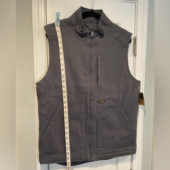 NWT Brahma Men’s Insulated Canvas Work Vest Size S Gray Full Zip Pockets Thermal - Picture 5 of 8